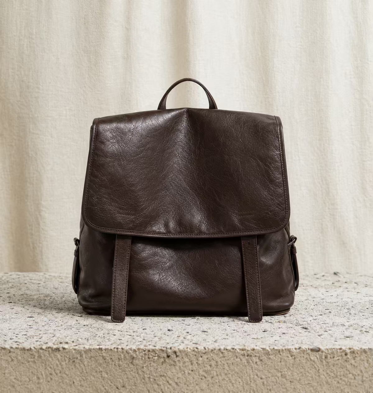 Resting backpack on both shoulders